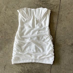 Pretty little thing white ruched dress